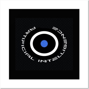 Artifcial Intelligence AI Cool Blue Pill Logo Posters and Art